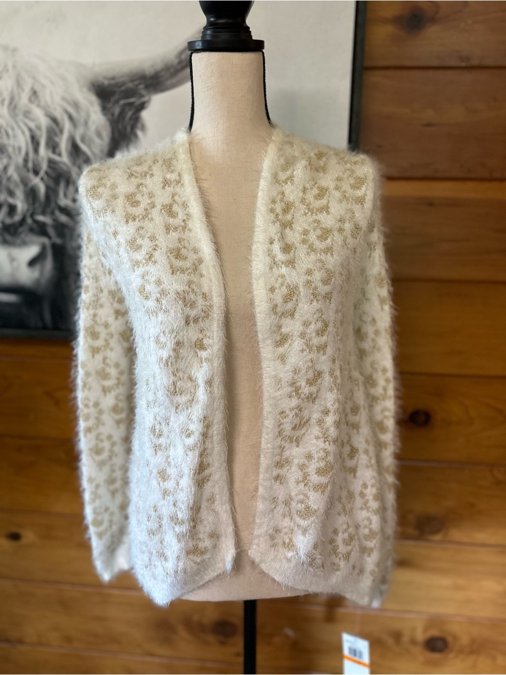NWT XOXO Cozy Cream Fuzzy Open-Front Sweater Cardigan